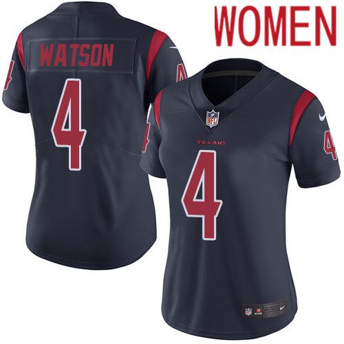 Women Houston Texans #4 Deshaun Watson Navy Blue Nike Rush Vapor Limited NFL Jersey->women nfl jersey->Women Jersey